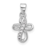 Sterling Silver Cross Pendant with Cubic Zirconia, Modern Loop Design, Unisex Jewelry