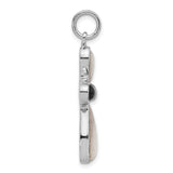 Sterling Silver Cross Pendant with Mother of Pearl and Onyx Inlay, Unisex Bohemian Style