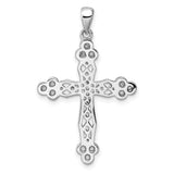 Sterling Silver Cross Pendant with Cubic Zirconia and Ornate Filigree Design