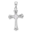 Sterling Silver Cross Pendant with Cubic Zirconia, Budded Design, Polished Finish, Unisex