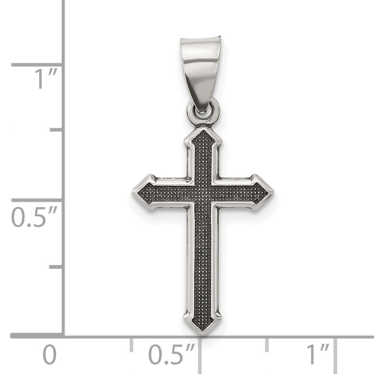 Sterling Silver Cross Pendant with Textured Antiqued Arrowhead Design for Men and Women