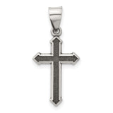 Sterling Silver Cross Pendant with Textured Antiqued Arrowhead Design for Men and Women
