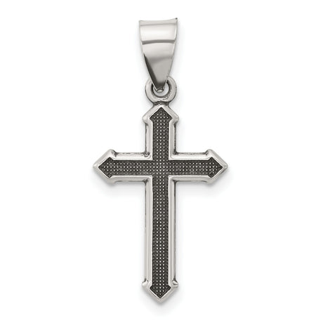 Sterling Silver Cross Pendant with Textured Antiqued Arrowhead Design for Men and Women