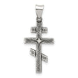 Sterling Silver Orthodox Cross Pendant with Antiqued Textured Engraving, Religious Symbol