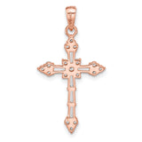 Sterling Silver Cross Pendant with Cubic Zirconia, Rose Gold Accents, Modern Religious Design