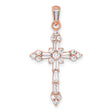 Sterling Silver Cross Pendant with Cubic Zirconia, Rose Gold Accents, Modern Religious Design
