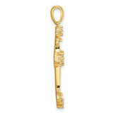 Sterling Silver Cross Pendant with Cubic Zirconia, Baroque Crown and Scrollwork Design