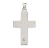 Antiqued Solid Textured Cross Charm Pendant in Real 925 Sterling Silver