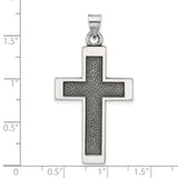 Antiqued Solid Textured Cross Charm Pendant in Real 925 Sterling Silver