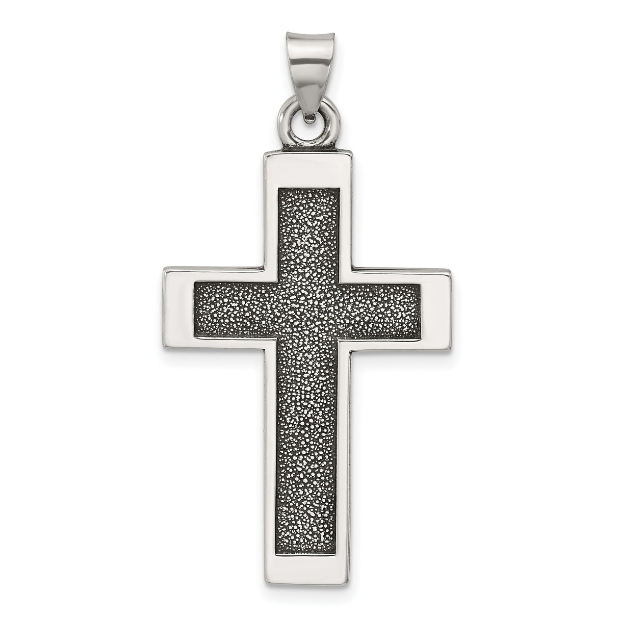 Antiqued Solid Textured Cross Charm Pendant in Real 925 Sterling Silver