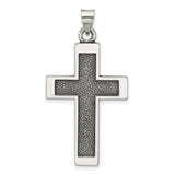 Antiqued Solid Textured Cross Charm Pendant in Real 925 Sterling Silver