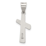 Antiqued Solid Textured Cross Charm Pendant in Real 925 Sterling Silver