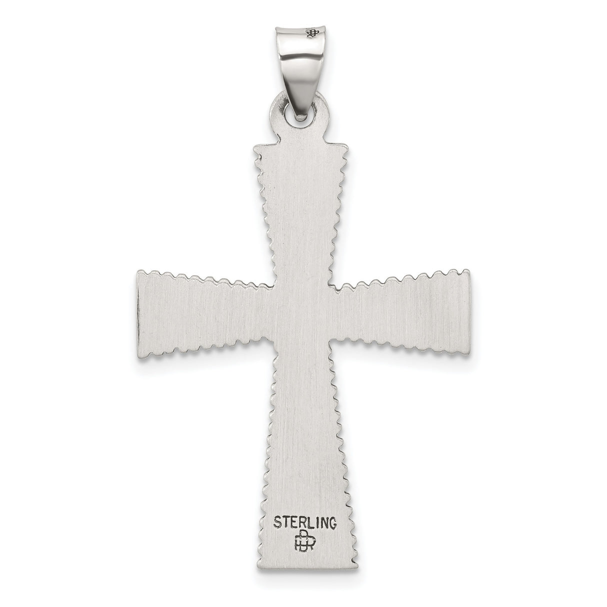 Antiqued Solid Textured Cross Charm Pendant in Real 925 Sterling Silver