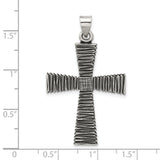 Antiqued Solid Textured Cross Charm Pendant in Real 925 Sterling Silver