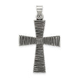 Antiqued Solid Textured Cross Charm Pendant in Real 925 Sterling Silver