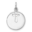 Circle Disk and Cross with Clear Crystal Charm Pendant in Real 925 Sterling Silver