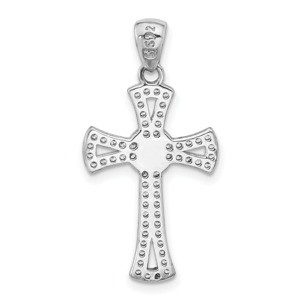 CZ Latin Cross Charm Pendant in Real 925 Sterling Silver