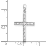 Sterling Silver Cross Pendant with Cubic Zirconia, Latin Cross Design, High Polish Finish