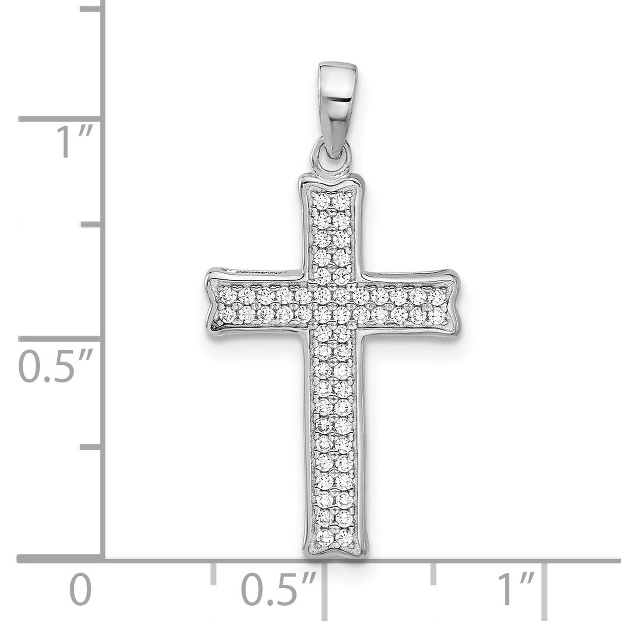 Sterling Silver Cross Pendant with Cubic Zirconia, High Polish Religious Jewelry for Men and Women