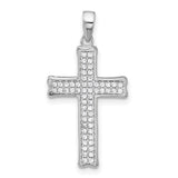 Sterling Silver Cross Pendant with Cubic Zirconia, High Polish Religious Jewelry for Men and Women