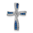 Sterling Silver Cross Pendant with Blue Spinel and Cubic Zirconia Accents, Modern Faith Design