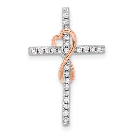 Sterling Silver Cross Pendant with Cubic Zirconia, Layered Design, Unisex Faith Jewelry