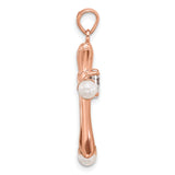 Sterling Silver Cross Pendant with Cubic Zirconia and Synthetic Pearl, Vintage Religious Style