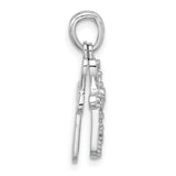 Sterling Silver Cross Pendant with Cubic Zirconia, Layered Silver and Gold Design