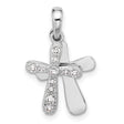Sterling Silver Cross Pendant with Cubic Zirconia, Layered Silver and Gold Design