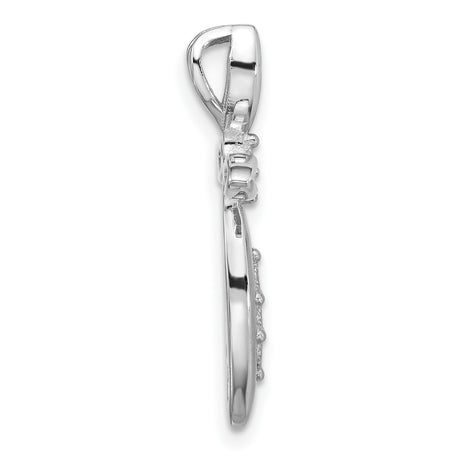 Sterling Silver Cross Pendant with Cubic Zirconia, Openwork Design and Teardrop Charm