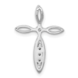 Sterling Silver Cross Pendant with Cubic Zirconia, Openwork Design and Teardrop Charm