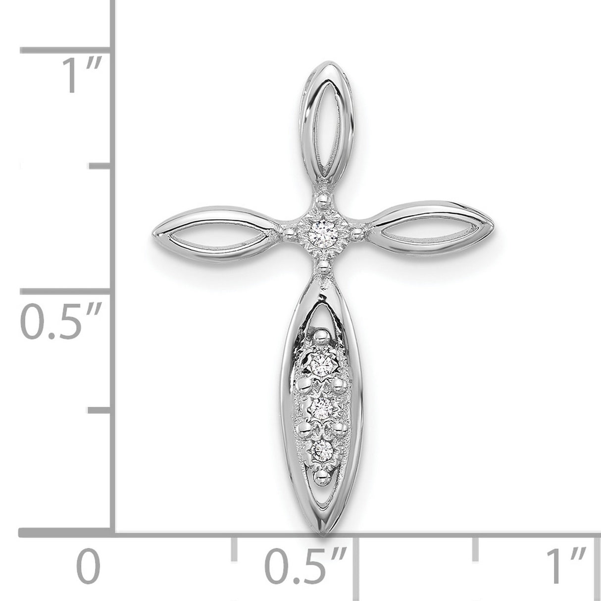 Sterling Silver Cross Pendant with Cubic Zirconia, Openwork Design and Teardrop Charm