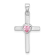 Sterling Silver Cross Pendant with Cubic Zirconia Heart Detail, Polished Finish, Faith Style