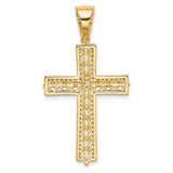 Sterling Silver Cross Pendant with Cubic Zirconia, Baguette Stones, Faith Design