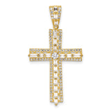 Sterling Silver Cross Pendant with Cubic Zirconia, Baguette Stones, Faith Design