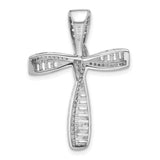 Sterling Silver Cross Pendant with Cubic Zirconia Baguette and Round Channel Set Design