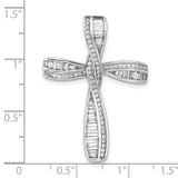 Sterling Silver Cross Pendant with Cubic Zirconia Baguette and Round Channel Set Design