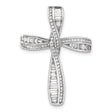 Sterling Silver Cross Pendant with Cubic Zirconia Baguette and Round Channel Set Design