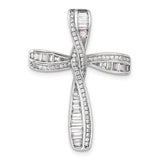 Sterling Silver Cross Pendant with Cubic Zirconia Baguette and Round Channel Set Design