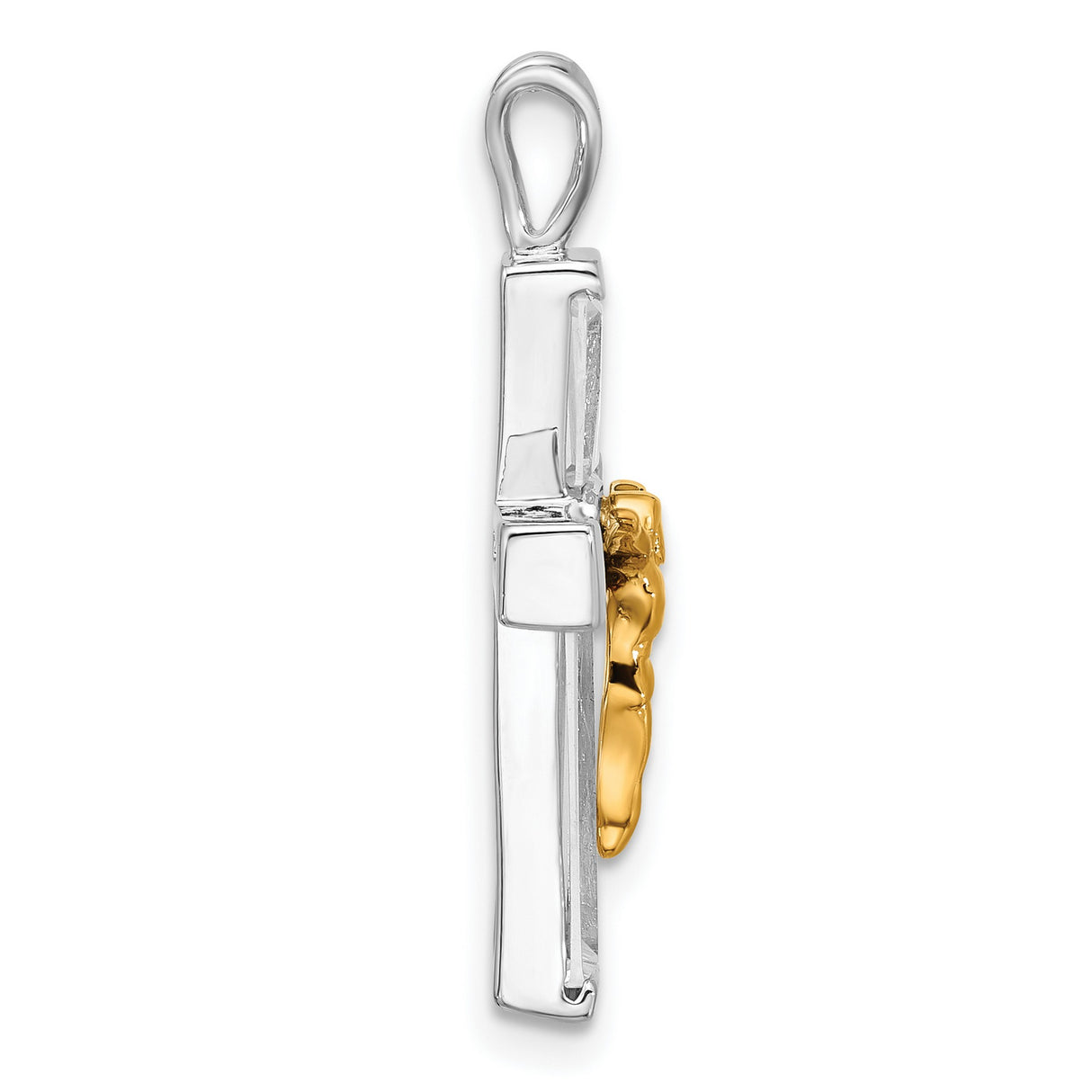 Sterling Silver Crucifix Cross Pendant with Cubic Zirconia, Dual Finish, Christ Figure Design