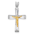 Sterling Silver Crucifix Cross Pendant with Cubic Zirconia, Dual Finish, Christ Figure Design