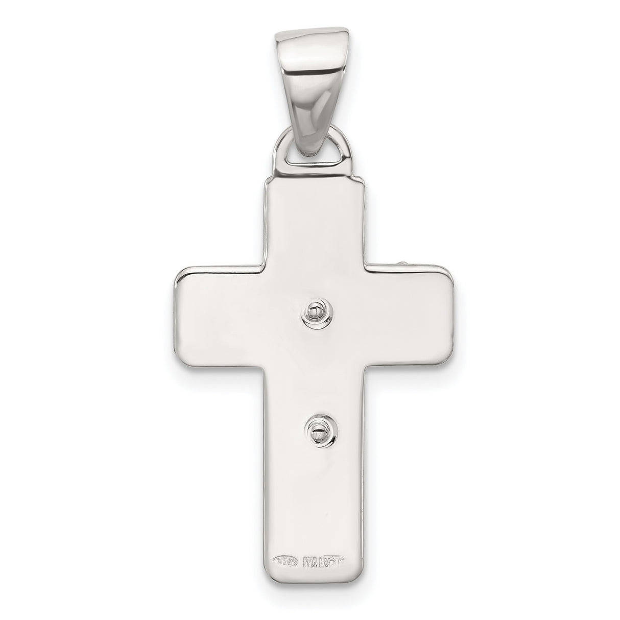 Sterling Silver Crucifix Cross Pendant with Polished and Satin Finish, Christian Religious Design
