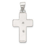 Sterling Silver Crucifix Cross Pendant with Polished and Satin Finish, Christian Religious Design