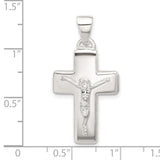 Sterling Silver Crucifix Cross Pendant, Polished Modern Religious Jewelry for Men and Women