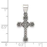 Sterling Silver Textured Budded Cross Pendant with Oxidized Finish, Byzantine Style, Christian Design