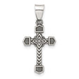 Sterling Silver Textured Budded Cross Pendant with Oxidized Finish, Byzantine Style, Christian Design