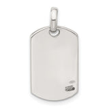 Sterling Silver Cross Pendant Dog Tag with Curb Chain Inlay and Textured Design