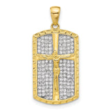Sterling Silver Crucifix Cross Pendant with Cubic Zirconia and Gold Tone Jesus Figure