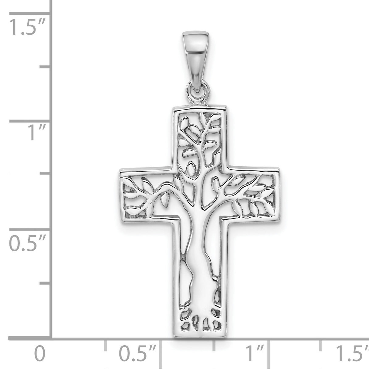 Sterling Silver Cross Pendant with Open Tree Design and Mirror Finish for Men and Women