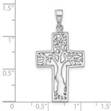 Sterling Silver Cross Pendant with Open Tree Design and Mirror Finish for Men and Women
